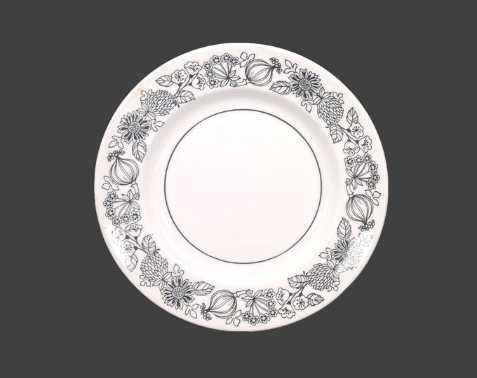 Grindley Manitou bread plate. Black-and-white vegetable pattern made in England. Sold individually.