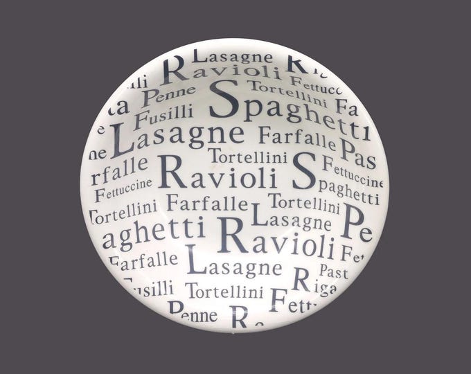 La Primula individual pasta bowl. Black pasta wording on white. Made in Italy. Sold individually.