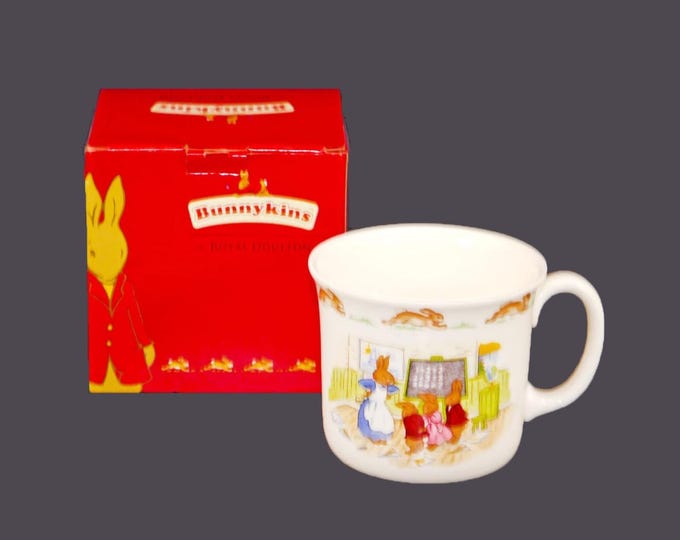 Royal Doulton Bunnykins baby | child | toddler cup | hug-a-mug. Bunnies in math class. Doulton gift box included.