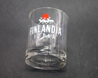 Vintage Finlandia Vodka Glass: Etched Logo Lo-Ball
