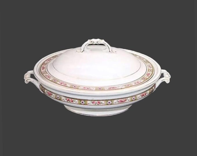 Antique Edwardian Age Johnson Brothers Ormsby round covered serving bowl made in England.