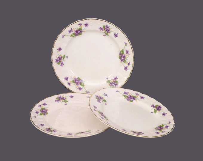 Three Simpsons Potters | Fondeville 8516 salad plates. Purple violets. Made in England.
