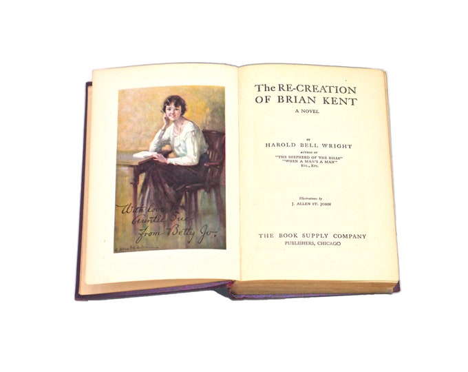 Antiquarian first-edition illustrated hardcover book The Re-creation of Brian Kent. Harold Bell Wright. Book Supply Co.