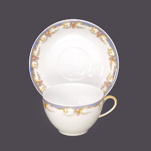 Antique Limoges LIM416 art-nouveau cup and saucer set made in France. Sold individually.