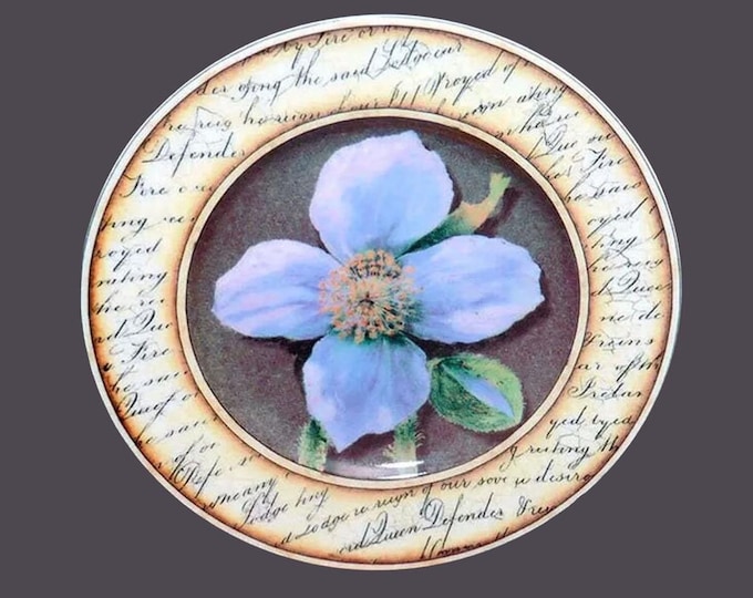 Stokes Ecology salad plate. Central purple anemone and wording. Sold individually.