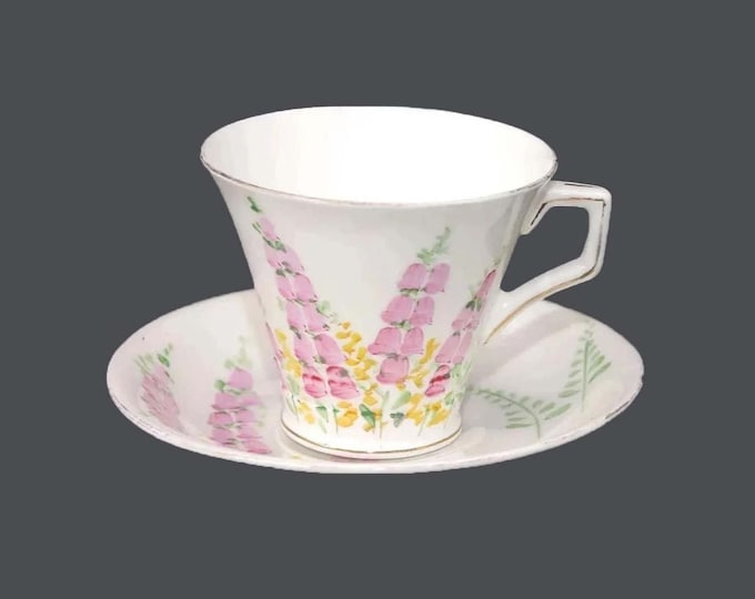 Vintage Radfords Fenton 8384 tea set made in England. Pink delphinium. Flaws