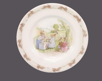 Vintage Royal Doulton Bunnykins child's plate. Bunnies getting ice cream. England.