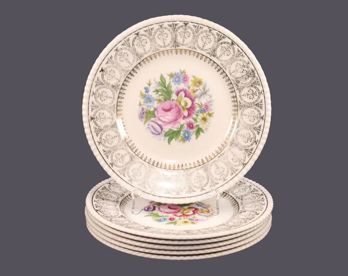Six Fondeville Athlone bread plates. Ambassador Ware ironstone made in England.
