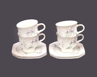 Four Mikasa Casa Grande F3011 cup and saucer sets made in Japan.
