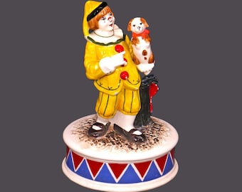 Vintage Schmid Clown and Dog Music Box: The Entertainer, Made in Japan