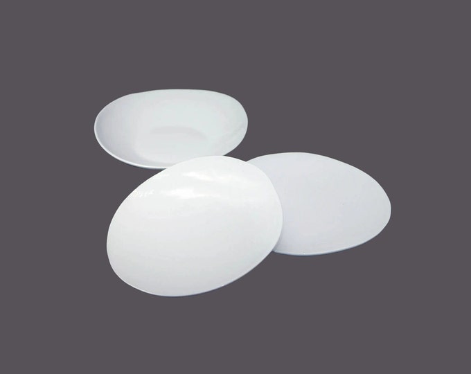 Three pieces of MiqueDesign | Mique Sweden robin's egg blue tableware. Pasta bowl, two luncheon plates. Made in Portugal by Sofal.
