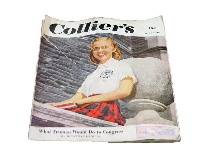 April 14, 1951 Colliers Magazine. What Truman Would Do to Congress, Diamond Rhubarbs, vintage ads. Complete.