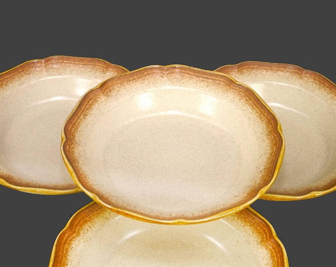 Mikasa E8000 rimmed stoneware soup bowls. Whole Wheat stoneware made in Japan. Choose quantity below.