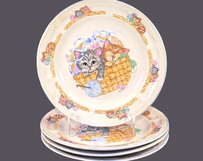 Tienshan Purrfect Friends stoneware salad plates. Choose quantity below.