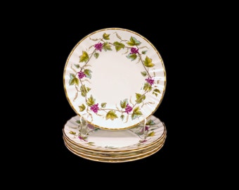 Five Royal Worcester Bacchanal White Z2822 bread plates. Bone china made in England.