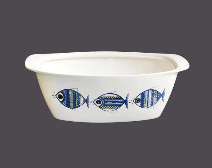 Villeroy & Boch Luxembourg Viking large oval casserole. Blue and green fish. Christine Reuter designer.