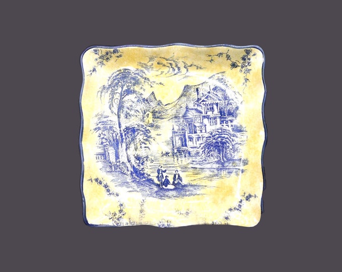 American Atelier English Toile Waverly-style square serving platter | chop plate | service plate.