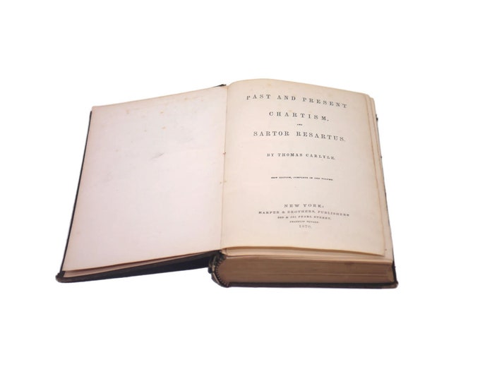 Antiquarian (1870) book Past and Present by Scottish historian Thomas Carlyle. Harper NY.