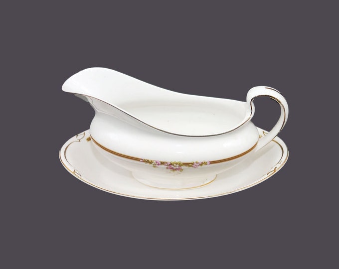Antique art-nouveau period Johnson Brothers JB265 gravy boat with under-plate made in England.