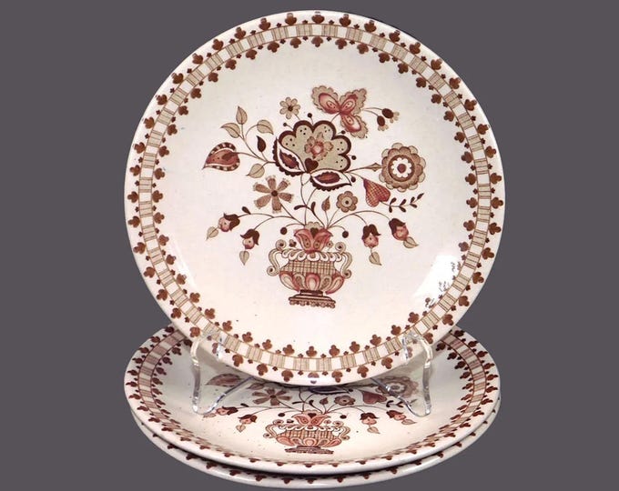 Three Johnson Brothers Jamestown Brown bread plates. Old Granite ironstone made in England.