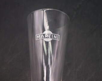Asti Martini tulip-shaped champagne flute | glass. Etched-glass branding.