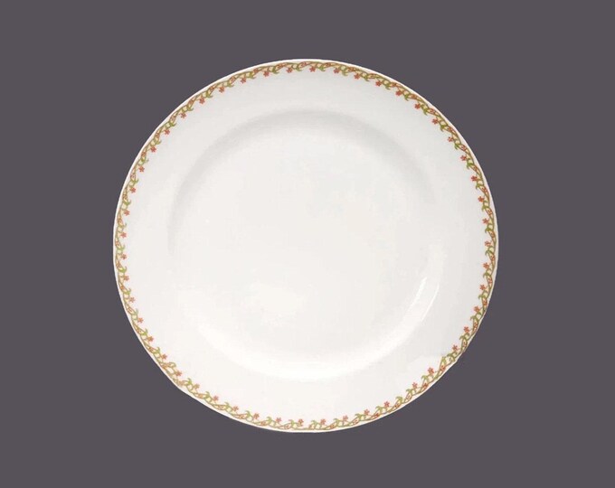 Antique art-nouveau Haviland Limoges luncheon plate. Peachy pink star-shaped floral garland. Made in France.
