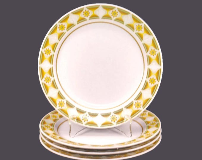 Four Noritake Sunglow 9042 stoneware salad plates. Progression stoneware made in Japan.