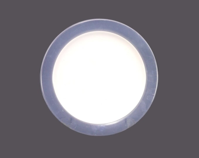 Sango Graphite 3071 large stoneware dinner plate. Graphite gray rim, white center. Sold individually.