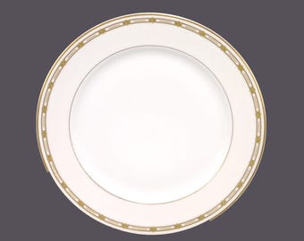 Antique Theodore Haviland Limoges Luncheon Plate: Green Diamonds, Gold Trim