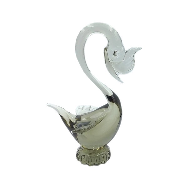 Vetro Artistico Veneziano Murano Venetian glass swan figurine made in Italy. Original sticker to base.