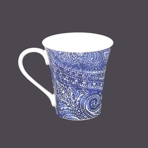 222 Fifth Levi Blue blue-and-white denim toile tea mug. Sold individually.