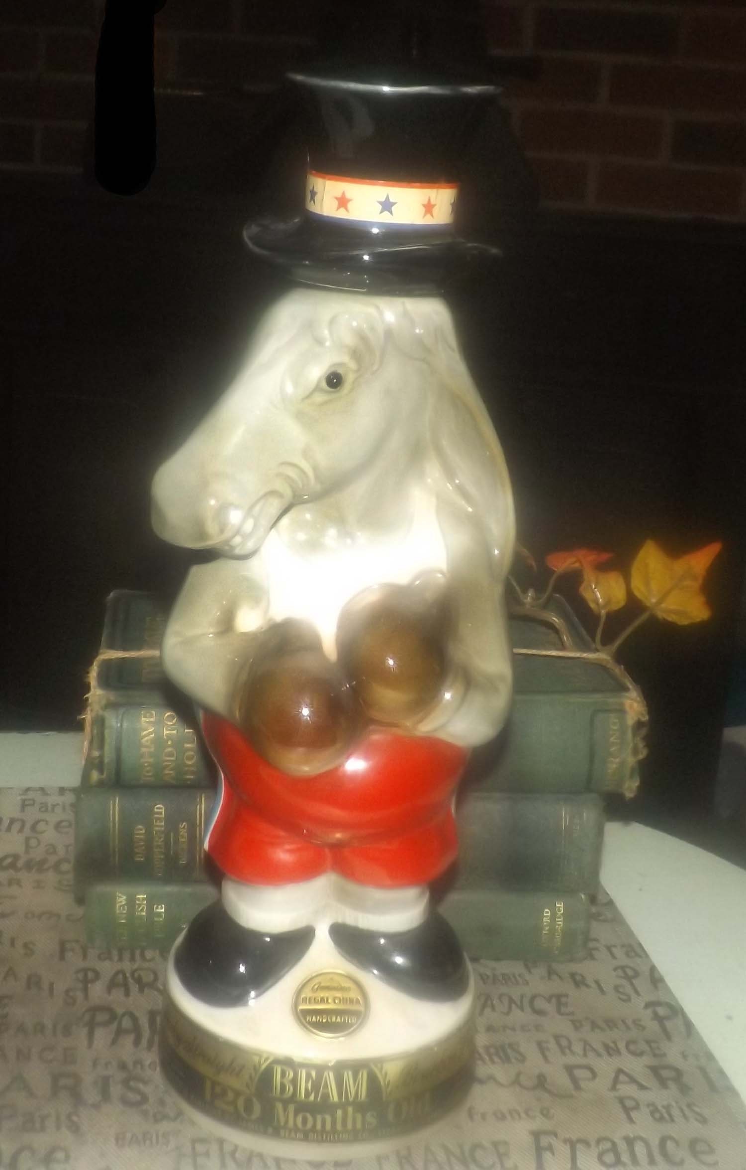 Vintage (1964) Jim Beam Bourbon Democratic Boxing Donkey decanter with