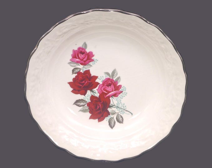 Georgian China Red Roses coupe soup bowl made in USA. Sold individually.