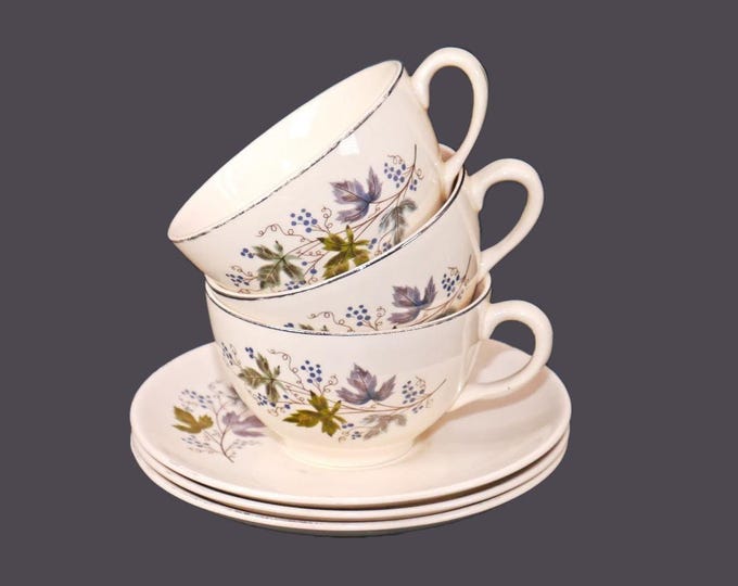 Three Johnson Brothers | Sovereign Potters d'Anjou cup and saucer sets. Flaws (see below).