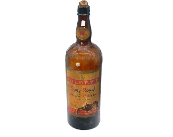 Gilbey's Spey-Royal Scotch 1L whisky bottle (empty) made in UK. Gift for him. Gift for dad.