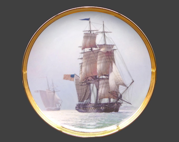 Franklin Mint The Constitution | Old Ironsides decorative plate. Great Ships of the Golden Age of Sail series Derek Gardner. First edition.