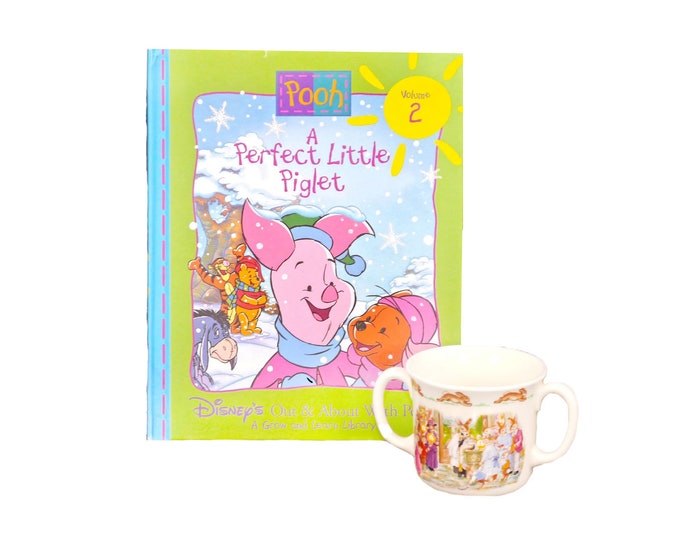 Royal Doulton Bunnykins mug Bunnykins Celebrate Your Christening with book Out and About with Pooh Vol 2 A Perfect Little Piglet.
