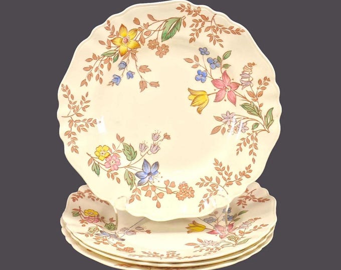 Antique J&G Meakin Cotswold Dinner Plates: Art Nouveau Floral Ironstone