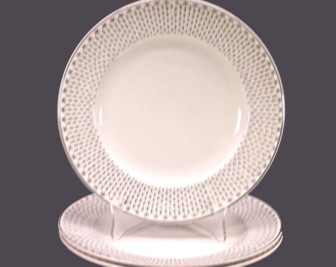 Three Washington Pottery Silver Rain dinner plates made in England.