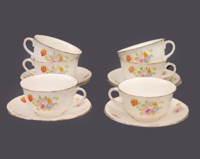 Pair of Alfred Meakin Dronfield cup and saucer sets made in England. Sets sold in pairs only.