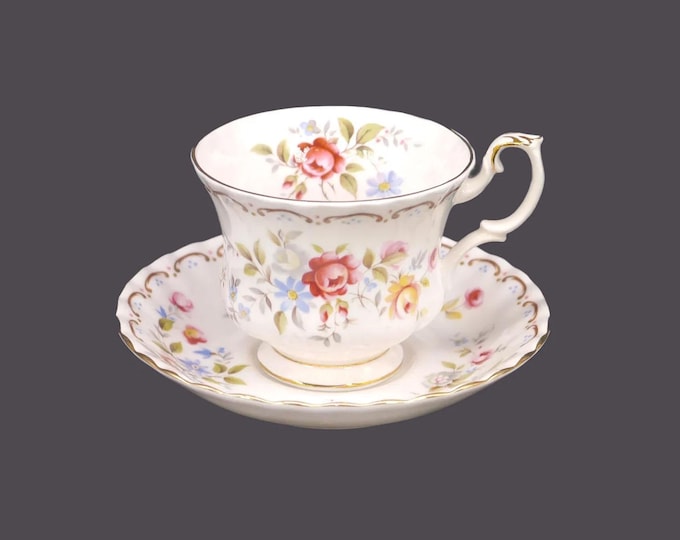 Royal Albert Jubilee Rose bone china cup and saucer set made in England.