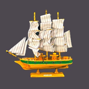 Vintage Cutty Sark Model Ship: Handmade 1960s Wooden Sailing Decor