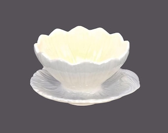 Royal Winton Grimades figural petal-shaped jam | preserve | chutney bowl. Pastel blue, yellow bowl. Made in England.