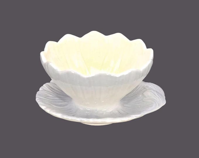 Royal Winton Grimades figural petal-shaped jam | preserve | chutney bowl. Pastel blue, yellow bowl. Made in England.