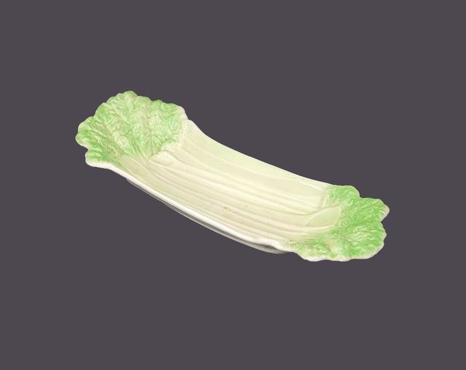 Royal Winton Grimwades figural Rhubarb relish dish in the style of Carlton Ware made in England. Flaws (see below).