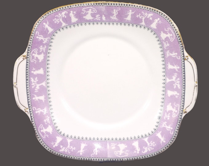 Antique Crown Staffordshire Grecian Dancing Maiden Lilac handled serving plate. England.