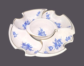 Vintage California Originals Chip and Dip Set, Nacho set: Blue Flowers. USA made.