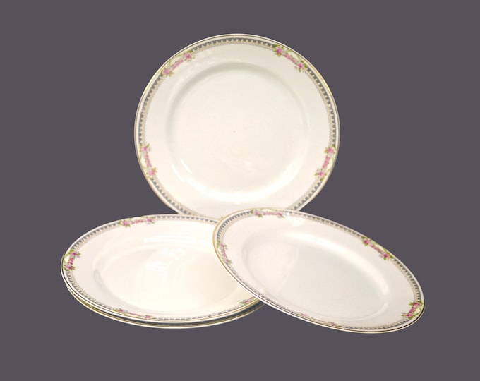 Four antique Edwardian Age Johnson Brothers JB185 salad plates made in England.