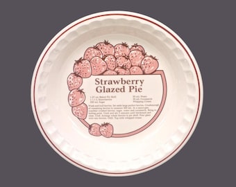 Springer stoneware Strawberry Glazed Pie recipe pie plate | pie baker. Central pie recipe, crimped edge. Made in Korea