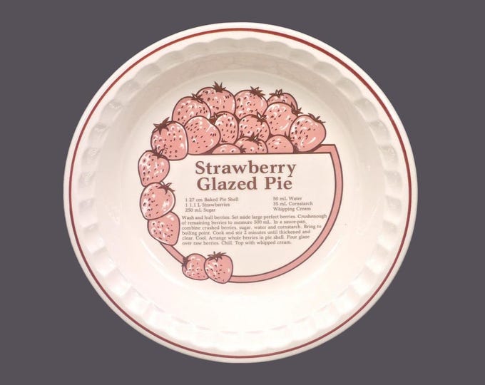 Springer stoneware Strawberry Glazed Pie recipe pie plate | pie baker. Central pie recipe, crimped edge. Made in Korea